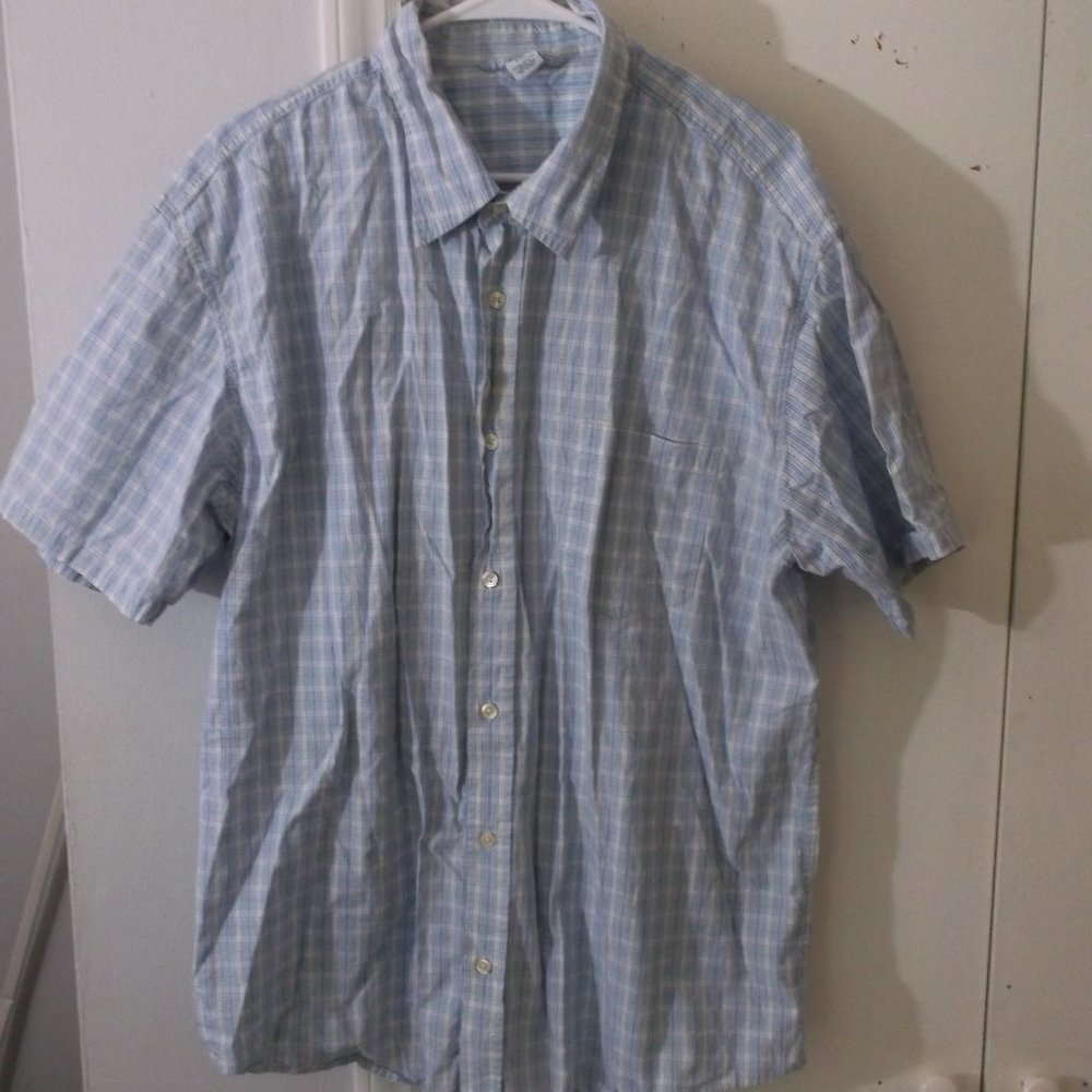 GAP Factory Blue Plaid Shirt XXL Short Sleeve